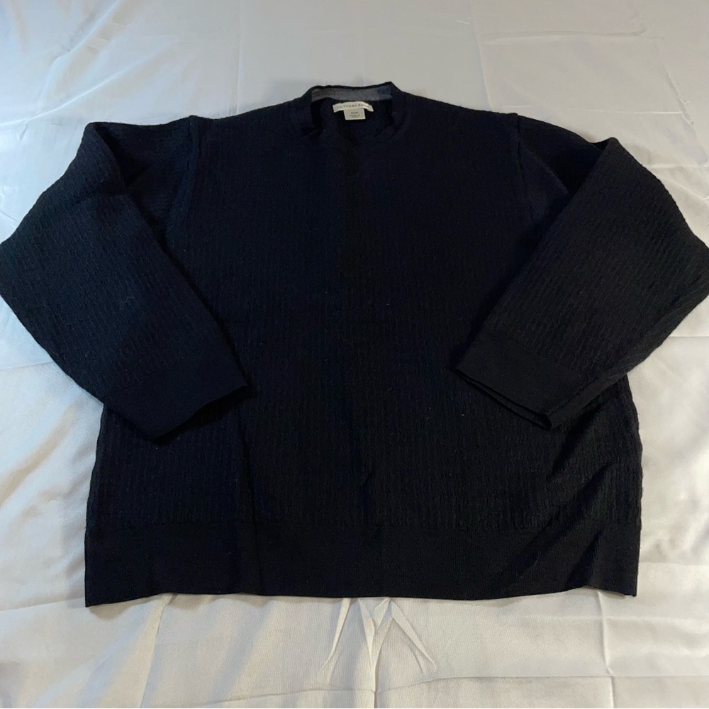Cutter & Buck Mens Black 100% Extra Fine Merino Wool Sweater Made in‎ Italy